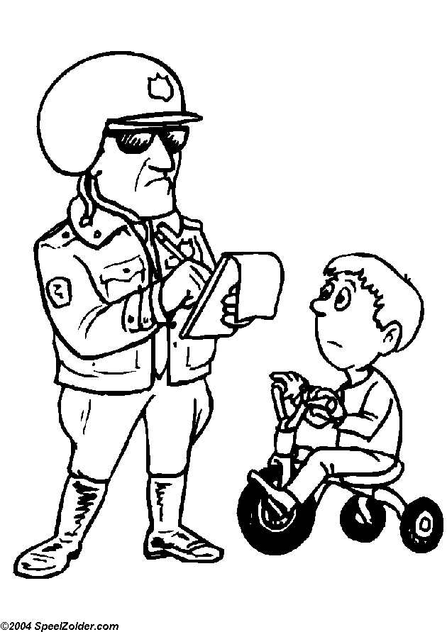 Kleurplaat Politieagent | Speelzolder.com