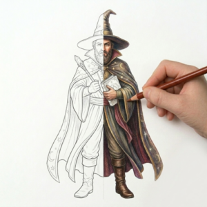 kleurplaat goochelaar magician