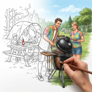 zomerse kleurplaten BBQ barbecue