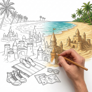 zomerse kleurplaten strand