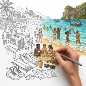 zomerse kleurplaten strandvakantie